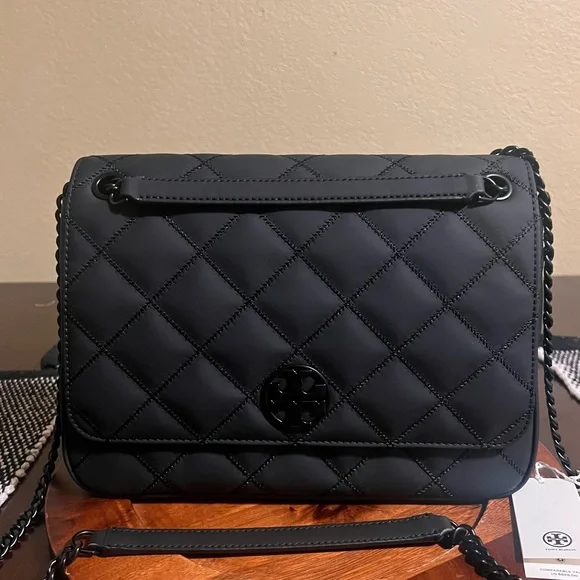 NWT Black Tory Burch Willa Matte Shoulder Bag Large